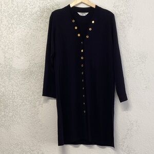 MISOOK Female Black Long Sleeve Dress with Gold Buttons Medium